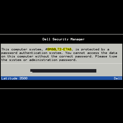 Dell E7A8 System Password screen