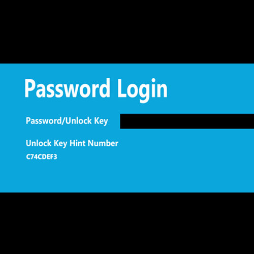Password Login, Password/Unlock Key, Unlock Key Hint Number